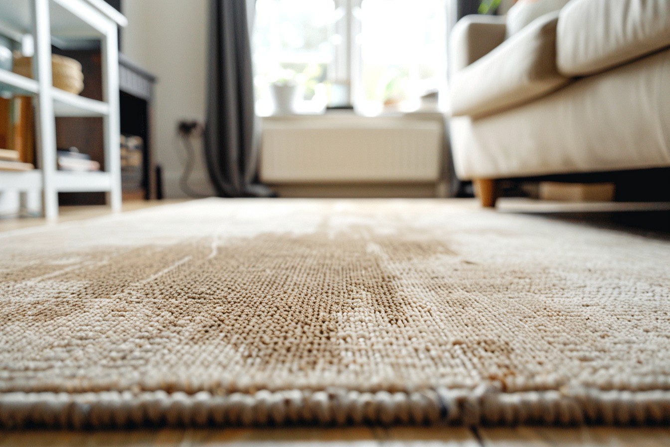 set coffee stain on a light beige carpet in a London home interior